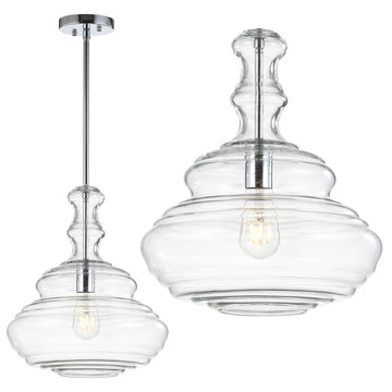 Bettina 13.37" Glass/Metal LED Pendant - JONATHAN Y